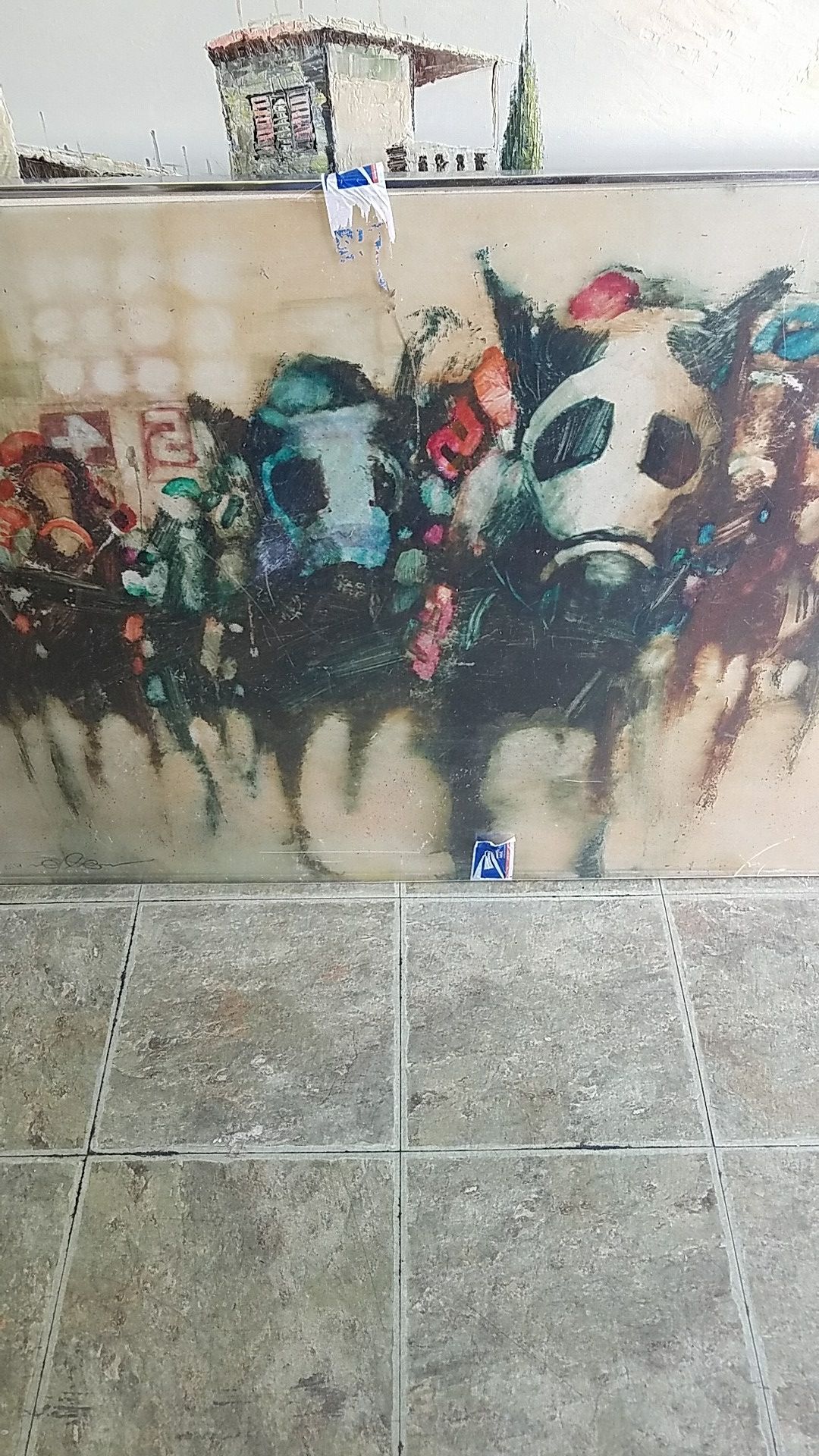Art on plexi glass horse track 1978