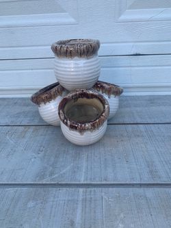 Vintage 70s Brown Drip Glaze Ceramic Strawberry Planter 4 Pocket Succulent Pot