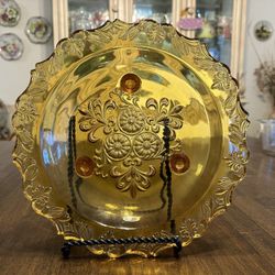 Vintage, Fostoria, Footed, Cake, Platter, Yellow Or Gold