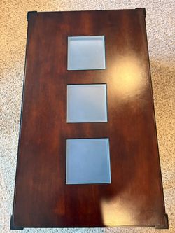 Dark Wood Coffee Table with Glass Inlays