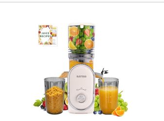 (606060-52) Cold Press Juicer, 5.3" Feed Chute Slow Masticating Machines with 300W, Fit Whole Fruits & Vegetables, High Juice Yield, Easy to Clean, Wh