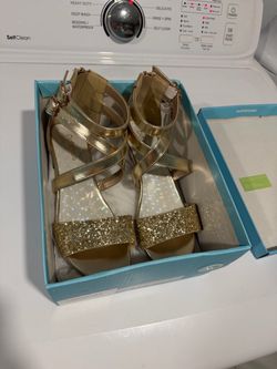 Gold glitter heels for big girls size 3