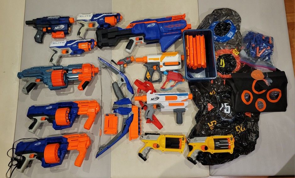 Nerf Guns, Targets, Lots Of Ammo, Goggles