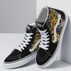 Vans Sk8-Hi Beauty Skull Shoes Mens Size 11.5 Athletic Skateboarding Lace Up