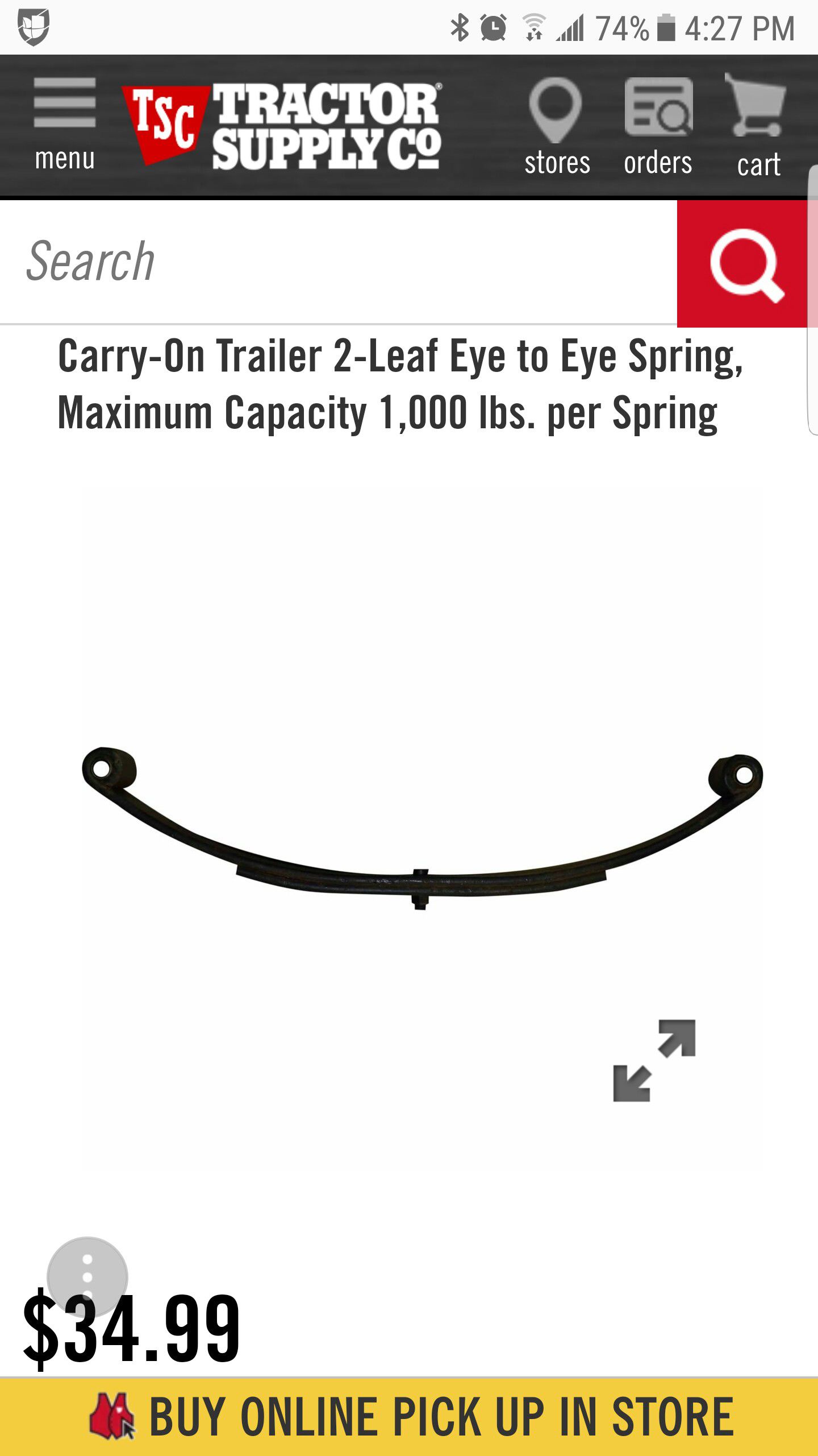 carry on trailer eye to eye spring