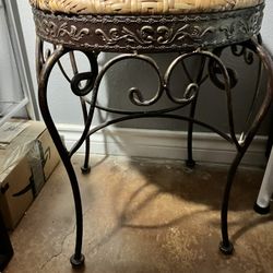 Metal Stool With A Rattan Seat 