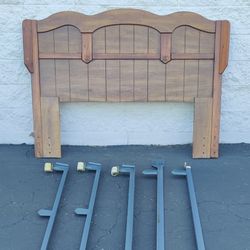 Queen Headboard & Rolling Metal Bed Frame
