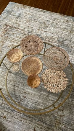 Set Of 7 Boho Wall Decor Baskets