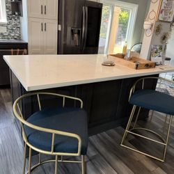 Teal And Gold Bar Stools