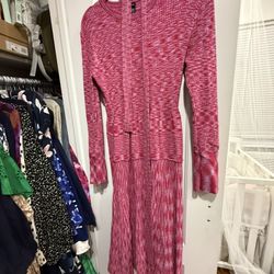 Scoop NYC Pink Long Sleeve Belted Midi Dress