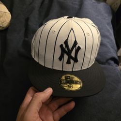 new york yankees pinstripe hat sz 6 7/8