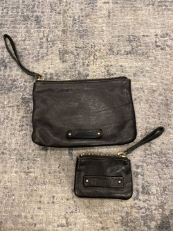 Linea Pelle black wristlet and mini wristlet