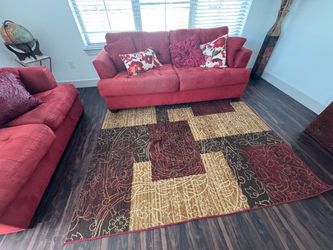 Red Microfiber Sofa and Loveseat Set