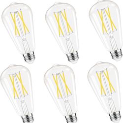 Dimmable Edison Bulbs, 4000K Daylight White, 6W Equivalent to 60 watt E26 LED Bulb, ST58 Vintage Light Bulbs, 600LM, 90+ CRI, E26 Base, Clear Glass, 6