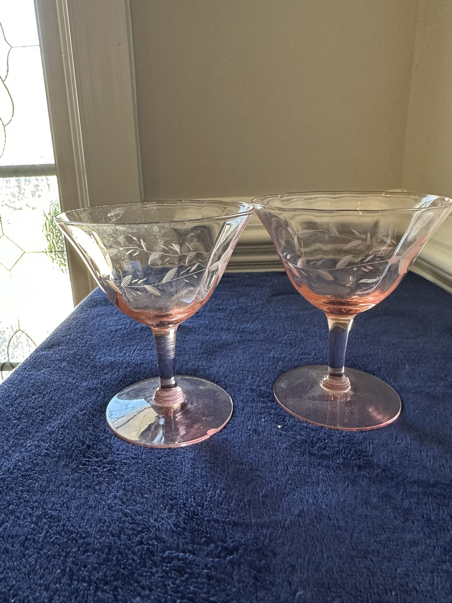 Tiffian Franciscan Pink Optic Depression Cocktail Glasses (2)
