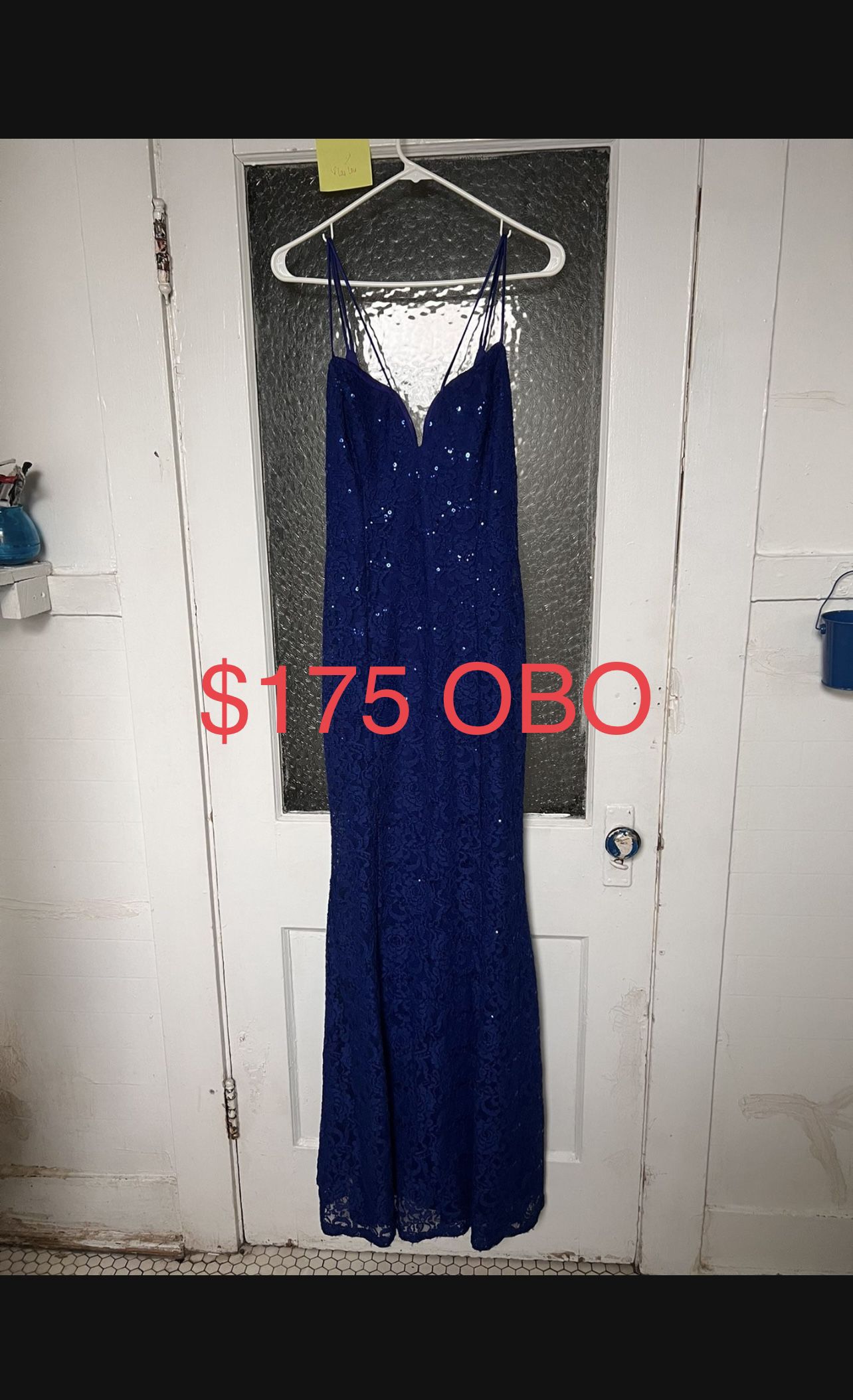 Full Length Royal Blue Lace Dress Size M 