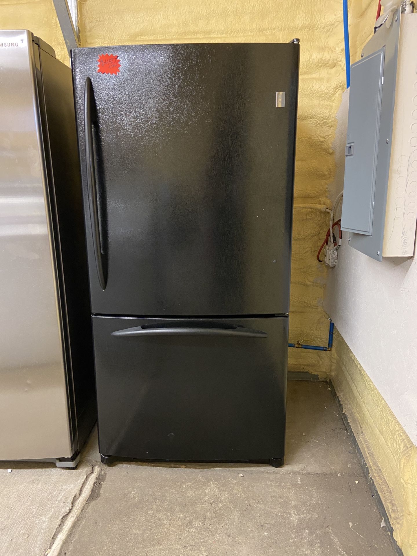 GE PROFILE BLACK FREEZER BOTTOM REFRIGERATOR