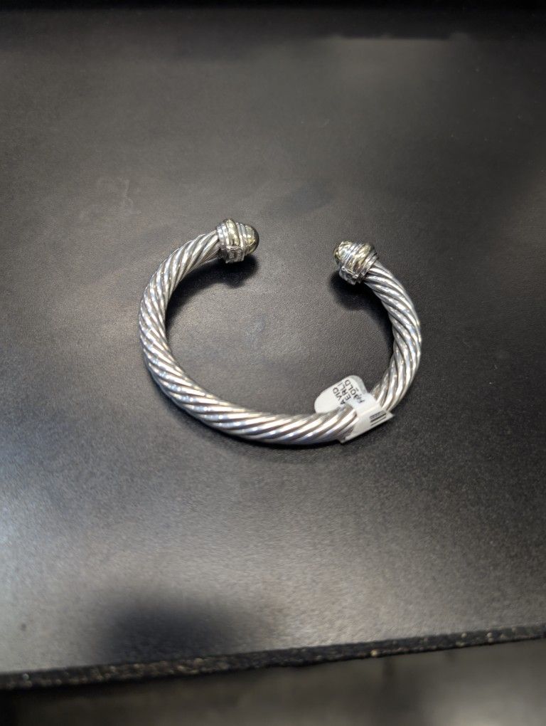 David Yurman Sterling Silver & 18kt Gold Dome/Cable Bracelet 7mm