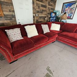 Gorgeous Red Velvet Sectional Sofa