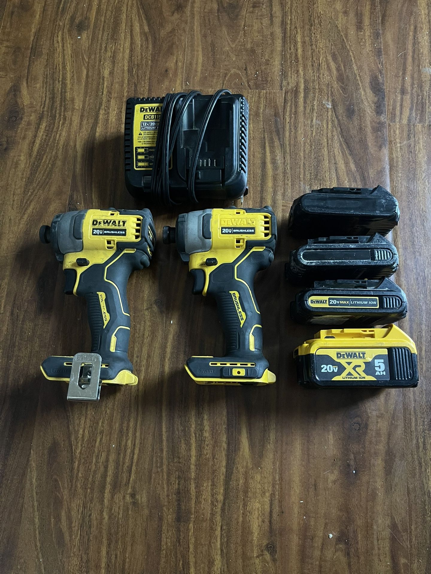 2 ATOMIC 20V Max Lithium-Ion Compact 1/4 in. Impact Driver with (3) 2.0Ah (1) 5.0Ah w/ charger $300