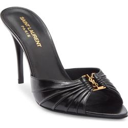 YSL black Heals Stiletto Mules Size 37 (7) NWT