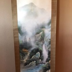Vintage Asian Wall Scroll Art Hanging Decor