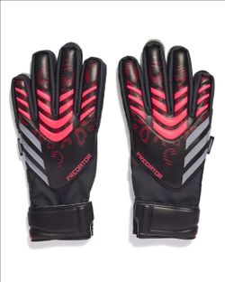 Adidas Predator Lucid Red Black Match Fingersave Goalkeeper Gloves Size 4 NEW