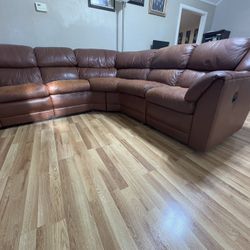 L Sectional Recliner Leather Couch