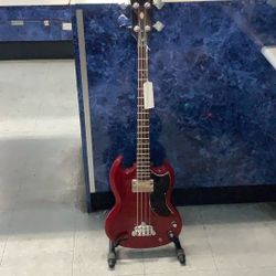Epiphone Red and Black Bass Guitar