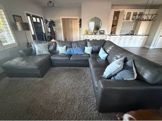Free Leather Sectional - Gray