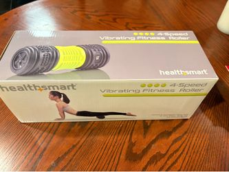 NEW HealthSmart 4 Speed Vibrating Exercise Roller Foam Deep Tissue Massage Muscle Recovery and Pain Relief