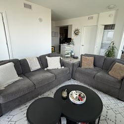 Matching Gray Sofa & Loveseat Set – Excellent Condition