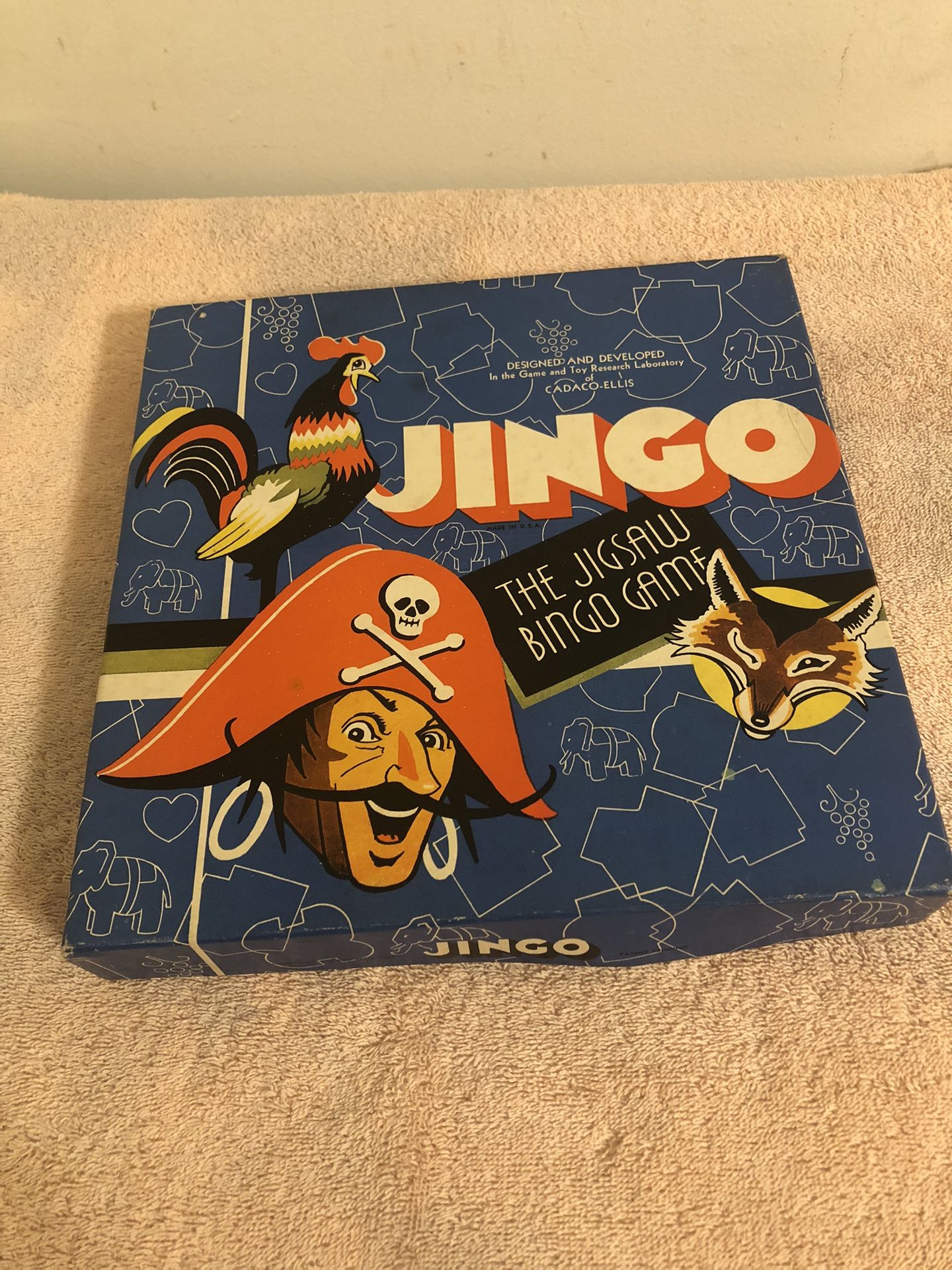 Vintage 1942 Cadaco Ellis Jingo The Jigsaw Bingo Game 100% Complete