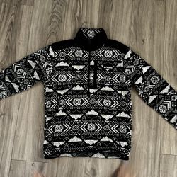 Columbia Men's Black and White Zip-Up Sweater