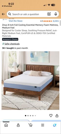 Full size mattress and bed frame