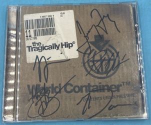 The Tragically Hip signed/autographed cd, World Container. All members: Gord Downie, Rob Baker…