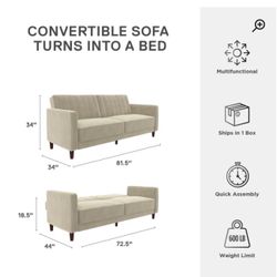 Tan Velvet Sleeper Sofa