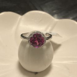 Pink Silver Ring