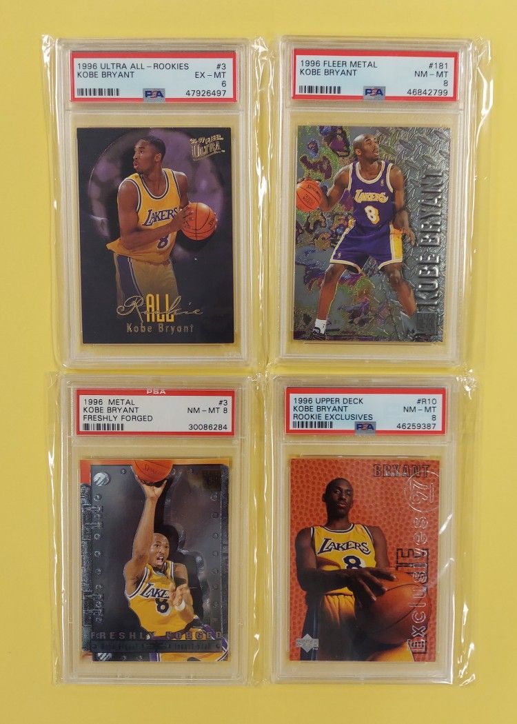 NBA Los Angeles Lakers Kobe Bryant - 4 Card PSA, Rookie Lot (1996 