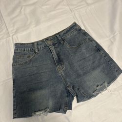 High Waisted Blue Denim Shorts 