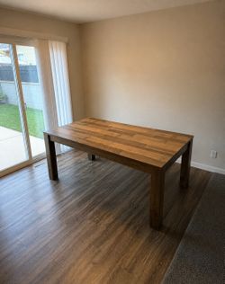 71'' Large Dining Table Wooden Kitchen Dining Room Table Waterproof Brown