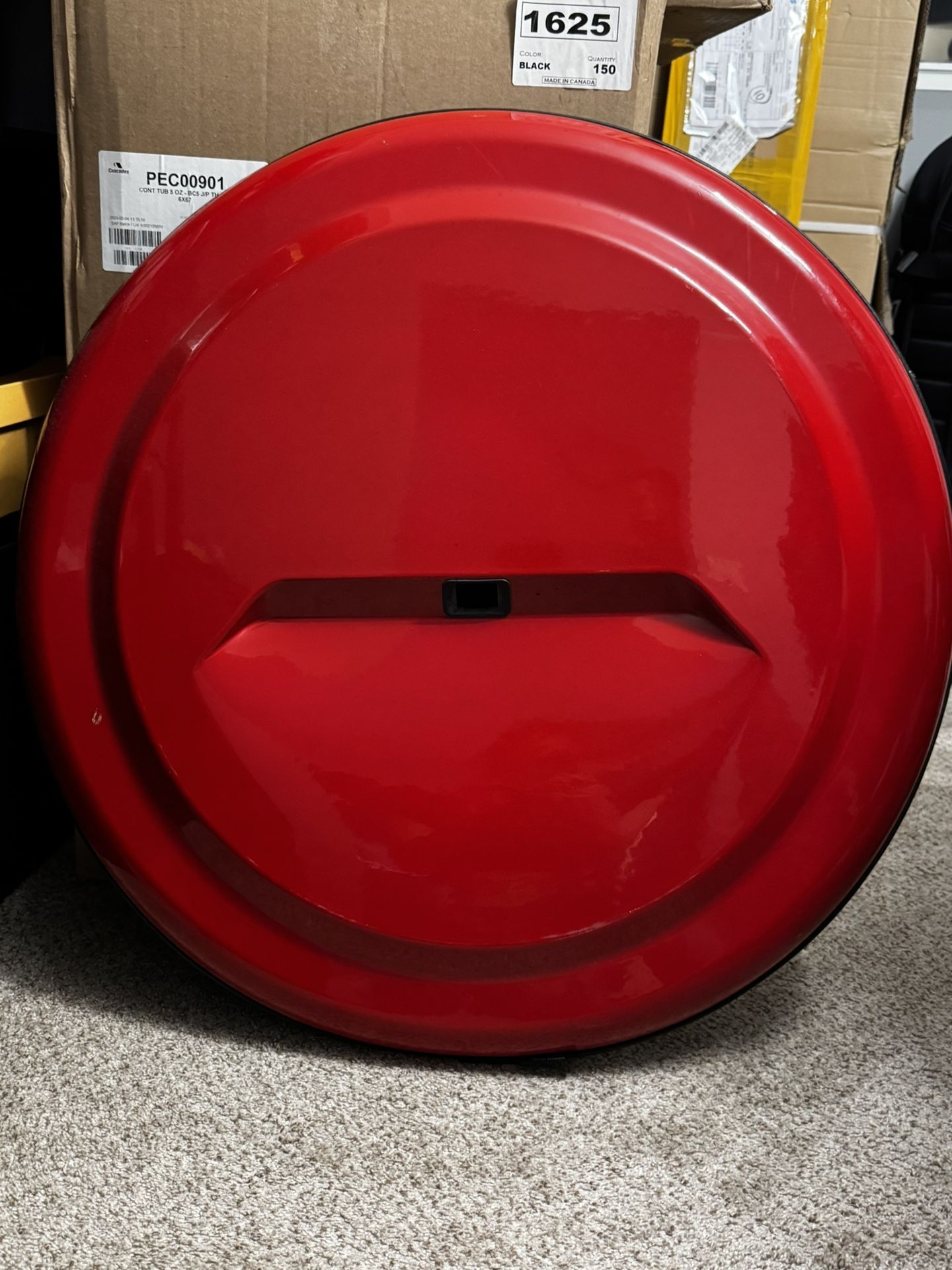 JL Wrangler Semi Rigid/Hard Tire Cover with back up camera hole by Boomerang in Firecracker Red