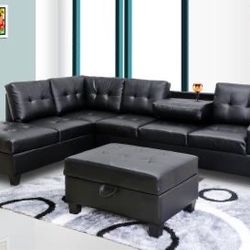 💥SPECIAL SALES 💥 Black SECTIONAL With Free OTTOMAN - FREE Delivery 🚚 To Reasonable Distance