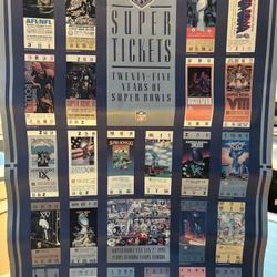Super Bowl Poster 25 Years Of Tickets 3 Ft By 2 Ft 