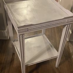Antique Painted White Two Tier Side/End Table