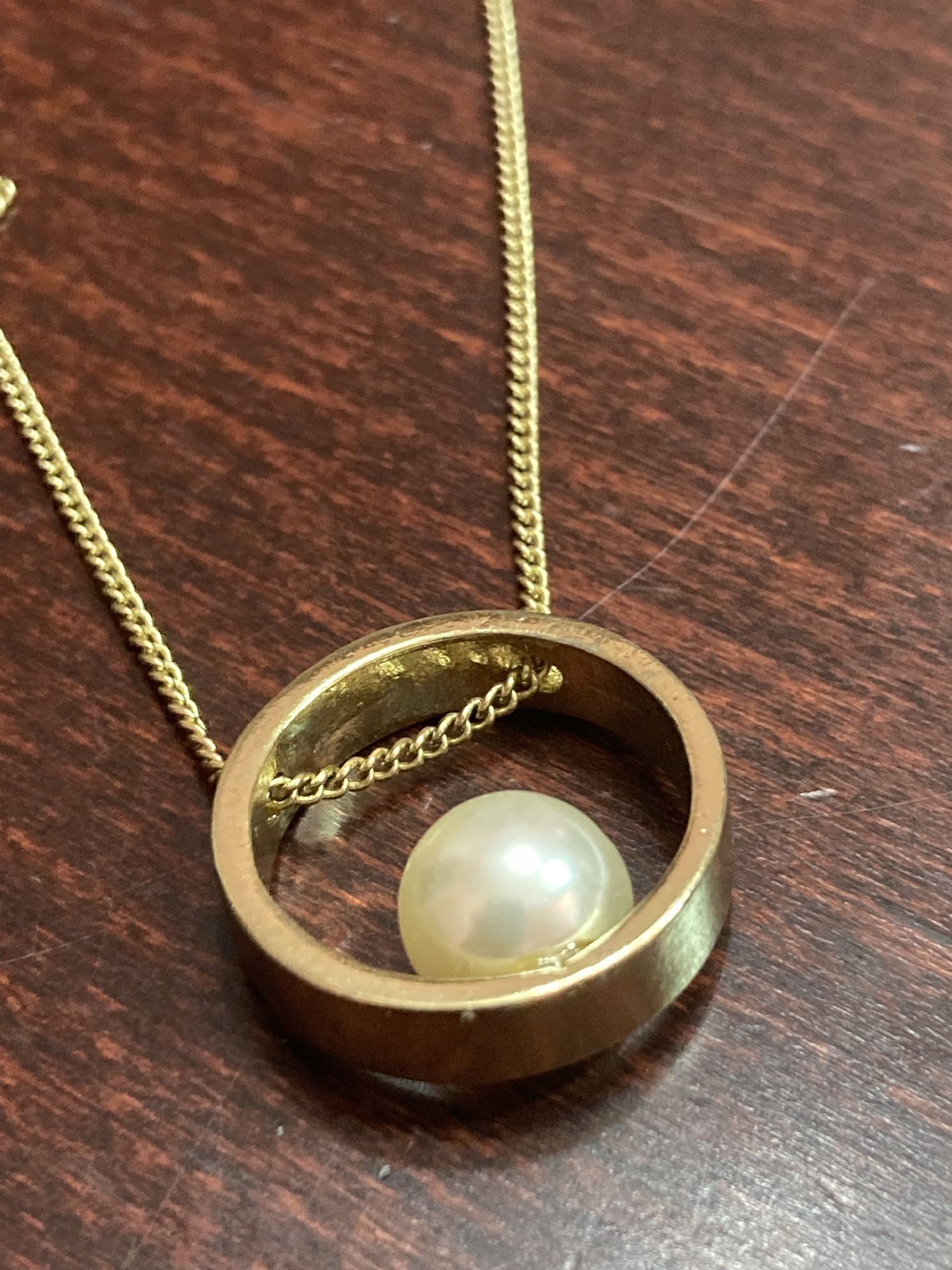 Pendant Necklace. Ring And Faux Pearl