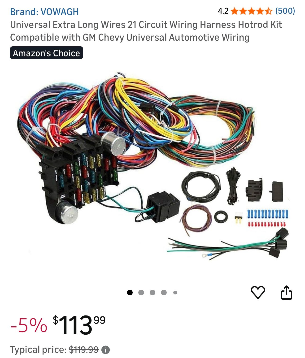 Universal Extra Long Wires 21 Circuit Wiring Harness Hotrod Kit GM CHEVY
