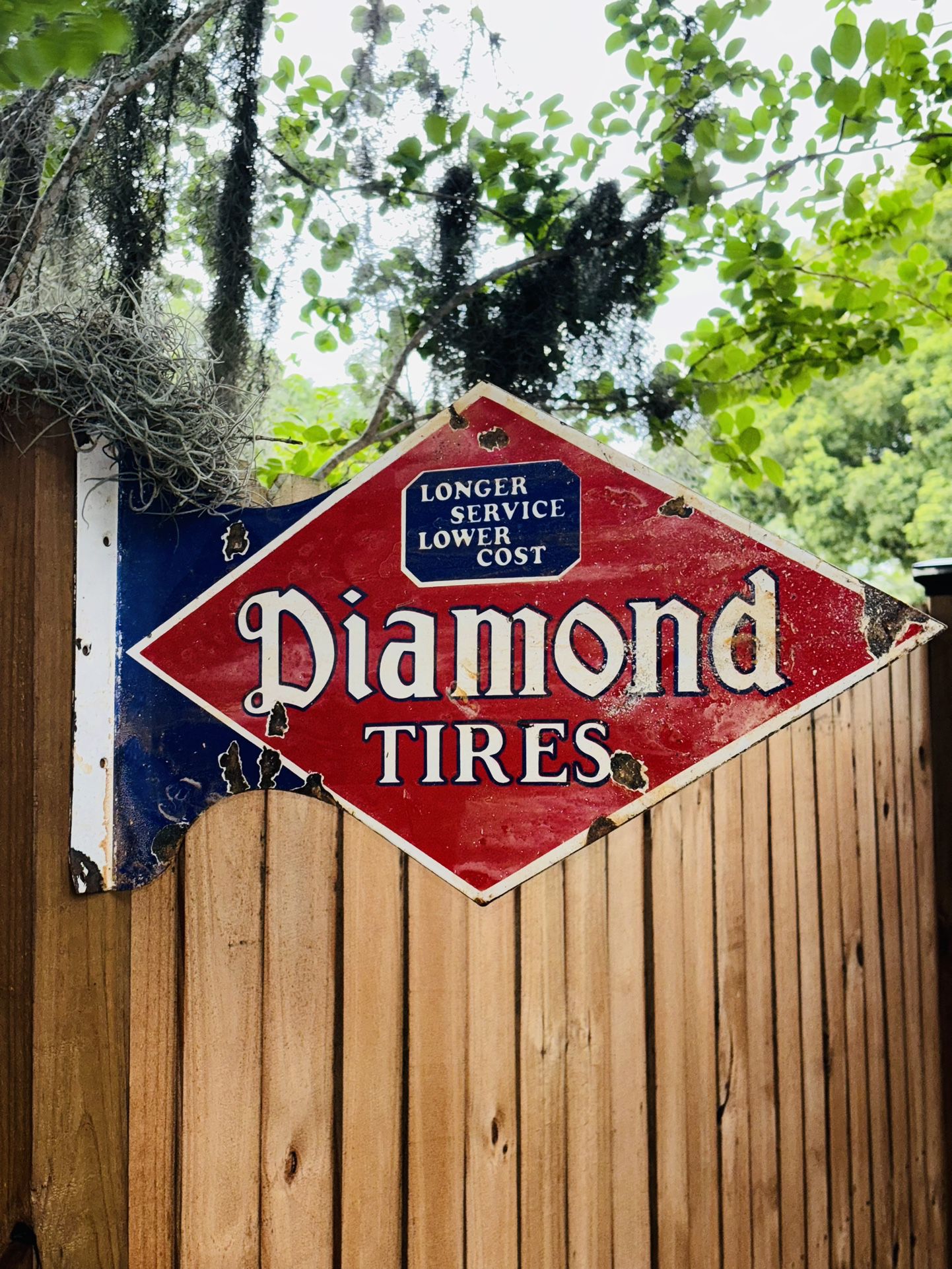 Diamond Tires Porcelain Flange Sign 