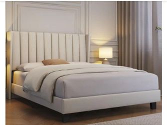 Full Size Upholstered Bed Frame with Wing Side.
