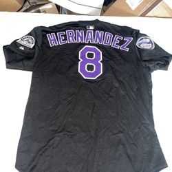 Game Used Hernandez Colorado Rockies Jersey MLB Men 50 Black Bp Dual Patch 2003